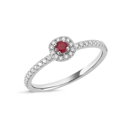 Sofia Nuran ring i 14 karat hvidguld med rubin og 0,17 ct diamanter